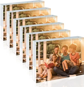 N52 Magnetic Acrylic Frameless Photo Frame Double Sided Clear Desktop Frame 3 6 12 24 Pack for Home Decor Gift Logo