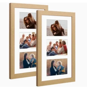 Natural Color Collage Picture Frames for Wall Multiple Wood Picture Frame Display 3 Opening Multi Photo Frames