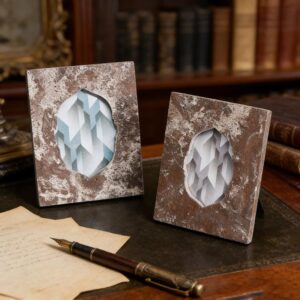 Natural Marble Modern Square Photo Frame Set for Decorative Stone Picture Frames Unique Hollow Cutout Design for Living Room