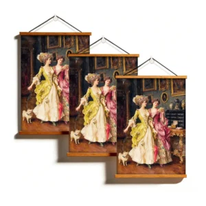 Natural Wood Magnetic UV Printed Poster Hanger Frame Wall Mount Hanger Vintage Classic Painting Home Gallery Wall Decor No Drill