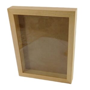 Natural Wood Shadow Box Frame Picture Frame Glass Surfaces for Wall