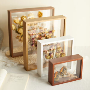 Natural Wooden Acrylic Dried Flower Photo Frame Paintings Silk Screen Printed 1 Color Display Stand Floating