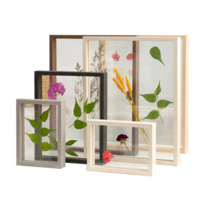 Natural Wooden Double Side Floating Frame Glass Photo Frame Full Size Natural Wood Acrylic Floating Picture Frame