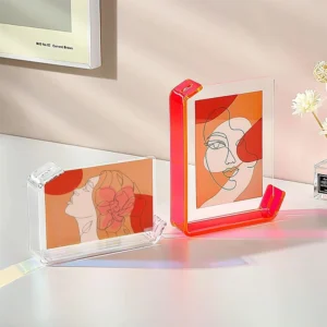 Neon Floating Photo Frame Double Sided Color Acrylic Picture Frames for Home Office Decorative Art Anniversary Organizer