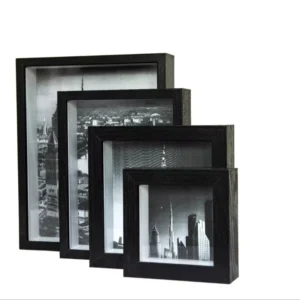 New Arrival Modern Black Wood Shadow Box Photo Frame UV Printing Lightweight Durable Wall Mount 5×7 A3 A4 Sizes UV Glass