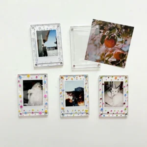 New Design 3 inch Transparent Acrylic Magnetic Photo Frame with Cute Printed Eco Friendly Decorative Pattern