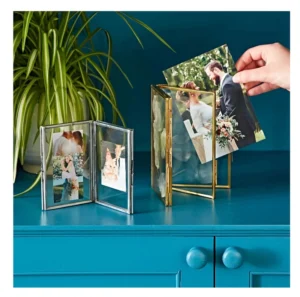New Eco Friendly Customizable Brass & Glass Gold Photo Frame for Home Living Room Tabletop & Wall Hanging