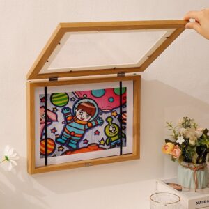 New Eco Friendly Durable Wall Wood Magnetic Front Opening A4 Sank Easy Change Art Photo Picture Frame Display