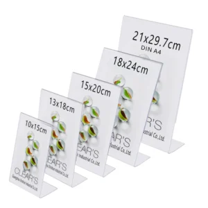New Style Simple L shape Transparent PS Photo Frame Desktop Display Stand Acrylic Photo Rack Art Works Modern Home Holder