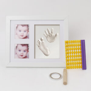 Non Toxic Wood Photo Frame Kit with 3 Colors for Baby Handprint & Footprint Keepsakes Safety Certified Wall Desktop Mount Decor