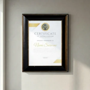 Nordic Frame Black Wooden Certificate Frame Rectangular Vertical Wall Display Elegant Durable Full Color Offset Printing