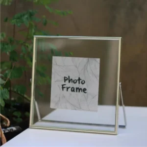 Nordic Luxury Metal Glass Picture Frame Transparent Floating Desktop Photo Frame for Wall & Office Double Sided Display Frame