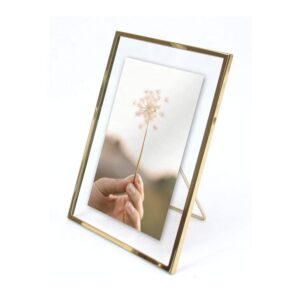 Nordic Modern Rectangle Double-Sided Glass Photo Frame with Gold Iron Floating Art Design Durable UV Printed for Home Decor