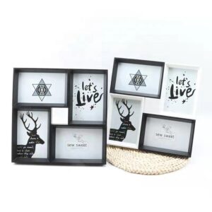 Novel Design Creative Black and White Wooden Frame Picture Collage for Four Photo Christmas Ornament