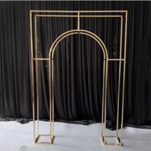 OUGE Golden Metal Classic Style Ceremony Arch Backdrop Stand 5-6ft X 7-8ft Folding Portable Wedding Event Decorations