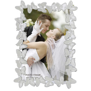 Ornate Butterfly White Metal Photo Frame for Table Hanging Elegant Wedding Gift Decorative Picture Frames