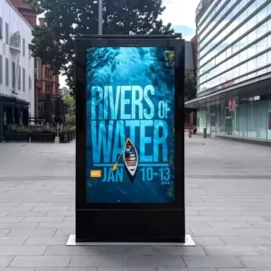 Outdoor Advertising Dual Screen Digital Wayfinding Signage Display IP65 Waterproof Vertical Totem Screen