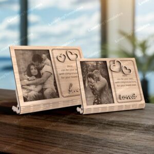 Personalised Hearts Wooden Photo Frame 4×6 5×7 Gifts Ideas & For Mother’s Day Birthday Celebration love wedding engagement