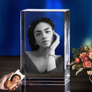 Personalized Custom 2D 3D Cube Crystal Photo Frame Laser Etched Engraving Gifts for Wedding Anniversary Birthday Friends