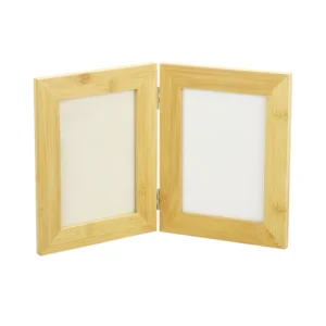 Personalized Gift Double Hinged Wooden Photo Frame Home Decor Wall Mount Desktop Double Bamboo Wood Picture Frame