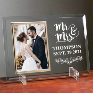 Personalized Glass Wedding Photo Frame Custom Picture Frame Gift for Anniversary Engagement Frames