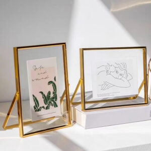 Photo Frame Custom Glass Double-sided Transparent Metal Wedding Photo Frame Creative Specimen Display Stand Gold Photo Frame