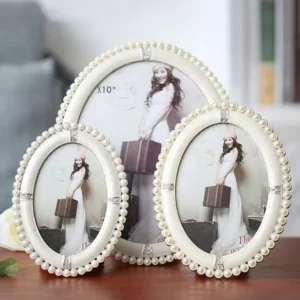 Photo Frame Custom Oval White Pearl Photo Frame Set European Palace Creative Style Decoration Senior Vintage Photo Frame