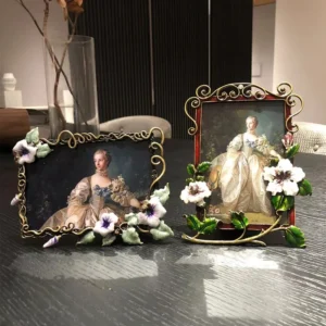 Photo Frame Custom Retro Enamel Color Couples Wedding Photo Frame Metal Creative European Seven inch Table Photo Frame