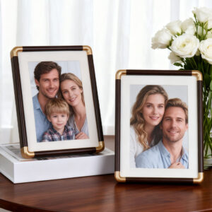 Photo Frame Desktop Decoration Copper Corner Wooden Photo Frame with Rounded Corners
