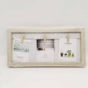 Picture Display Wood Clips Photo Holder Collage Memory Frame for Home Wall Decoration