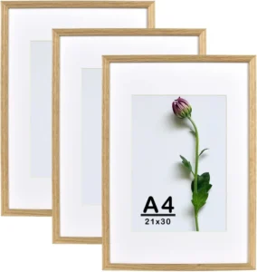 Picture Frame 3 Pack Wood Grain Wooden Certificate Frame Display Photo 6×8 with Mat Art Gallery Poster Frame