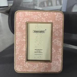 Pink Floral Printed Wooden Photo Frame Vintage Distressed Wood Tabletop Picture Frame for Nordic Home Wedding Gift Decor