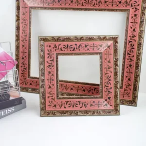 Pink Gold Retro Customized Handmade Eco Friendly European Wood Framed Embossed Wall Art Oil Painting Photo Frame Factory