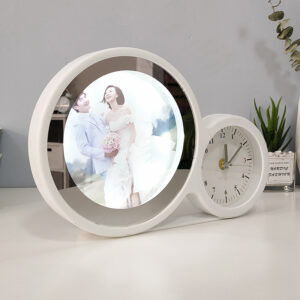 Plastic Sublimation Blank Custom Round Clock Photo Frame for Gifts and Decoration
