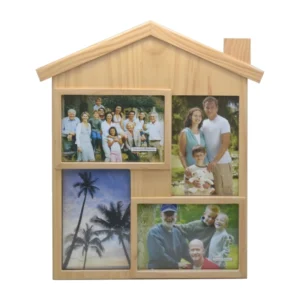 Popular Design House Shape 4 windows Collage Wooden Photo Frame