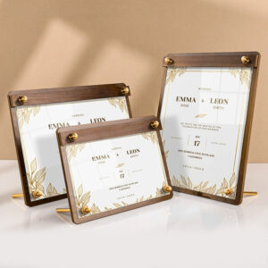 Portable A5 Desktop Wood Certificate Frame Clear Acrylic Photo Picture Award and Menu Sign Holder