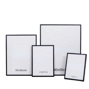 Premium Slim Black Metal Poster Frame No Mat Full Bleed Glass Vertical Wall Tabletop Display for Posters Prints