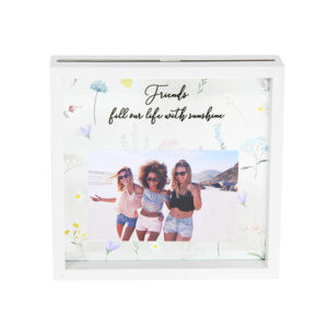 Printed Glass Wood Friends Gifts Square White Floating Photo Frame Picture Frames