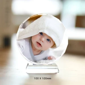Pujiang Factory High Quality Wedding Souvenirs Customized Round Shape Crystal Glass Photo Frame for Family Gifts