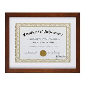 RPJC Solid Wood High Definition Glass Document Certificate Picture Frame 8.5×11 11×14 Inch Mats Tabletop Rectangular Display