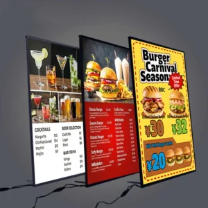 Rectangle LED Poster Frame for Restaurant Cinema Coffee Shop Led Advertising Light Box Aluminum Frame Tempered Glass