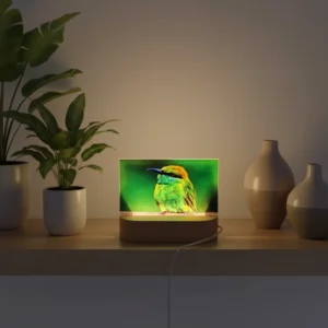 Rectangle Shape Durable Eco friendly Sublimation Blanks Acrylic Photo Frame DIY Logo Night Light Bamboo Base for Home Decoration