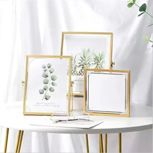 Rectangle Shaped Metal Photo Frame Attractive Look Hand Carved Gold Finished Picture Frame for Home Tabletop Decor
