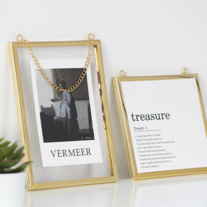 Rectangular 4×6 Inch Glass Photo Frame Simple Golden Wall Hanging Table Metal Photo Frame