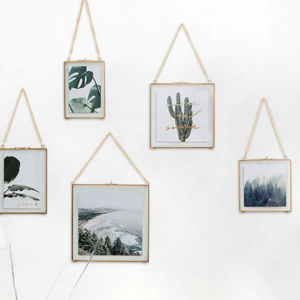 Rectangular Metal and Glass Hanging Floating Picture Photo Frame