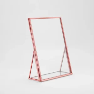 Rose Gold Double Glass Eco Friendly Durable Minimalist Floating Metal Tabletop Photo Frame for Custom Art Display