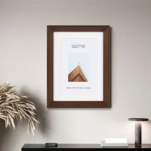 Rustic Dark Wood Photo Frame Tabletop & Wall Mountable with White Paper Mat Wooden Picture Frame