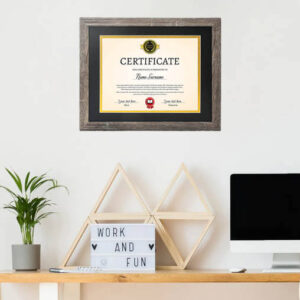 Rustic Gray 11×14 Certificate Frame with Plexiglass and Mat for 8.5×11 Diploma Document Graduation Display