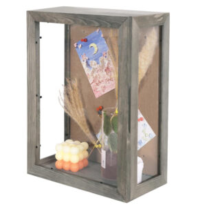 Rustic Unique Wood Shadow Box Frame Eco Friendly Gray Wall Mounted with Polished Technique