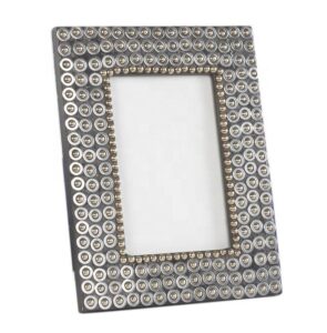 SILVER BEADED DESIGNER PICTURE FRAME GREY ENAMELED PHOTO FRAME DECORATIVE PICTURE PHOTO FRAME